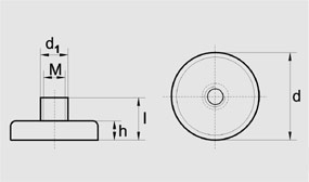 Zeichnung - Magnetflachgreifer mit Gewindebuchse 