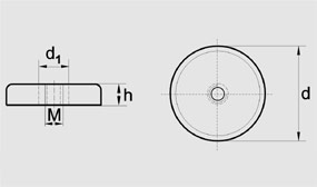 Zeichnung - Magnetflachgreifer mit Gewindedurchgangsbohrung aus Hartferrit