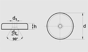 Zeichnung - Magnetflachgreifer mit Durchgangsbohrung und Ansenkung 