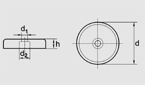 Zeichnung - Magnetflachgreifer mit Zylinderbohrung 