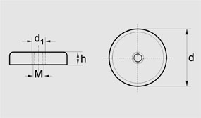 Zeichnung - Magnetflachgreifer mit Innengewinde aus Neodym