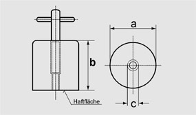 Zeichnung Topfmagnete mit Abdruckschraube aus AlNiCo 500