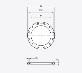 Zeichnung - Flanschen nach DIN-Standard 2576 ND 10