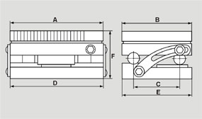 Zeichnung Präzisions-Sinustische mit Permanent-Magnetspannplatte mit feinster Querpolteilung einfach schwenkbar über Längsachse