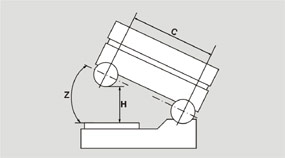 Zeichnung Einstellbeispiel Präzisions-Sinustische mit Permanent-Magnetspannplatte mit feinster Querpolteilung einfach schwenkbar über Längsachse