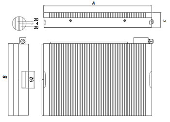 Zeichnung Elektro-Permanent-Magnetspannplatte mit Querpolteilung