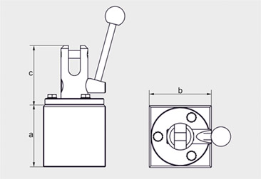 Zeichnung Topfmagnete mit Abdruckeinheit aus AlNiCo 500